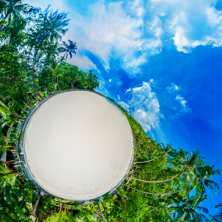 Beautiful sunny beach in the form of the planet