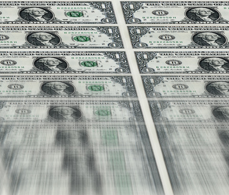 One US dollars bills pile as background