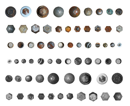 Screws head collection. Isolated on white backgroundの写真素材