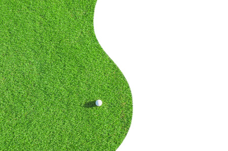 Golf club. Green golf field and ball in grass  Isolated on white backgroundの写真素材