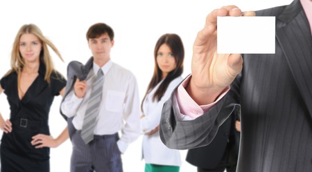 Happy smiling business team. Isolated on white backgroundの写真素材