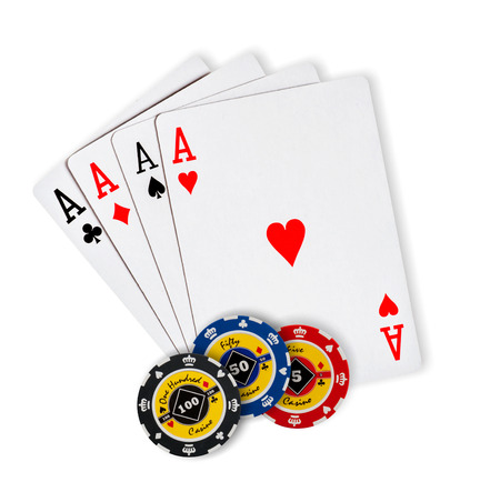 Poker Combination chips Playing cards in casinoの写真素材