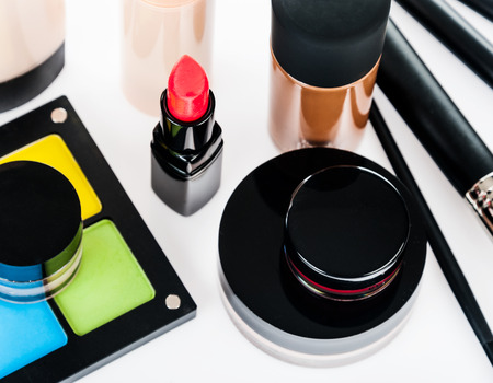 Set of professional makeup and cosmetics. on a light background isolatedの写真素材
