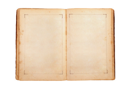 Open old book. Isolated on white backgroundの写真素材