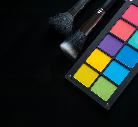 Set of professional makeup and cosmetics. on a black background isolatedの写真素材