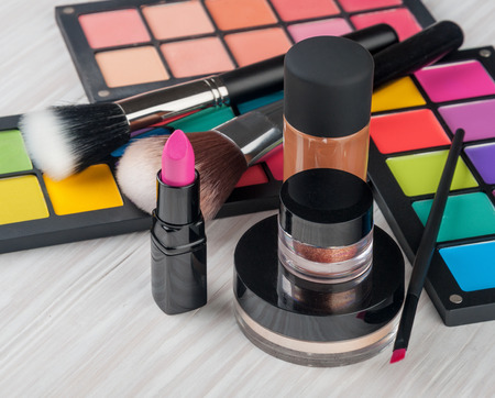 Set of professional makeup and cosmetics. on a light background isolatedの写真素材