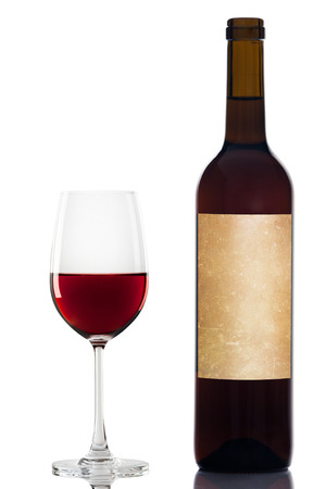 red wine in a glass isolated over white backgroundの写真素材