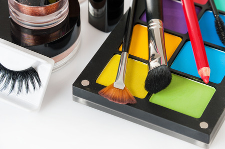 Set of professional makeup and cosmetics. on a light background isolatedの写真素材
