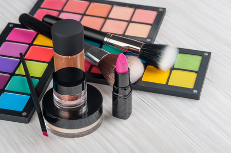 Set of professional makeup and cosmetics. on a light background isolatedの写真素材
