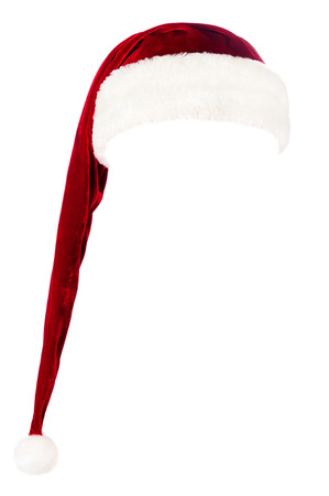 Red Santa Claus hat isolated on white backgroundの写真素材