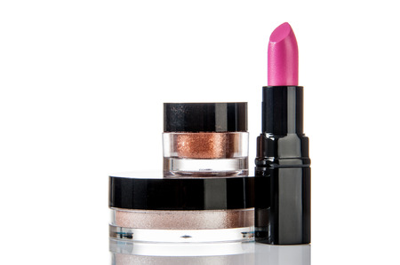 Set of professional makeup and cosmetics. Isolated on a white isolatedの写真素材