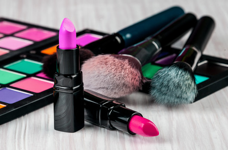 Set of professional makeup and cosmetics. on a light background isolatedの写真素材