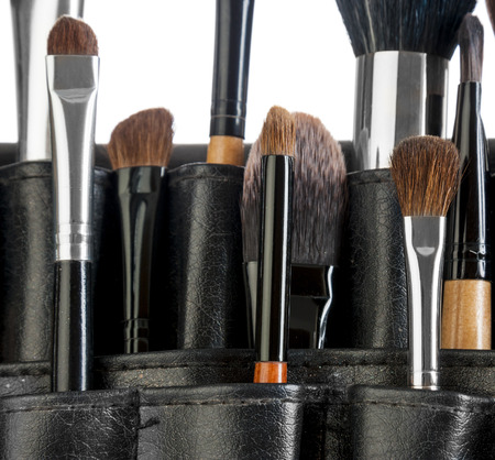 Professional make-up brush cosmetic on white backgroundの写真素材