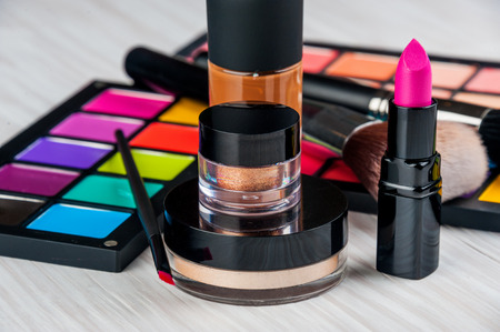 Set of professional makeup and cosmetics. on a light background isolatedの写真素材