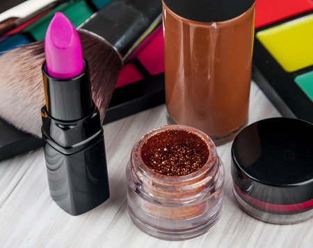 Set of professional makeup and cosmetics. on a light background isolatedの写真素材