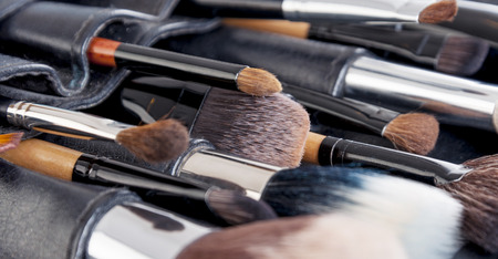 Professional make-up brush cosmetic on white backgroundの写真素材