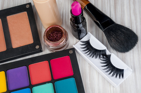Set of professional makeup and cosmetics. on a light background isolatedの写真素材