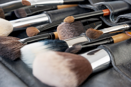 Professional make-up brush cosmetic on white backgroundの写真素材