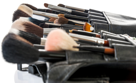 Professional make-up brush cosmetic on white backgroundの写真素材