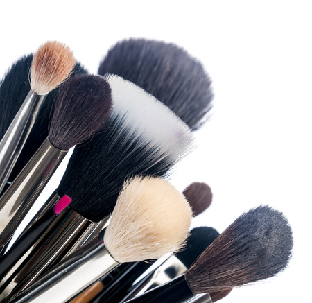 Professional make-up brush cosmetic on white backgroundの写真素材