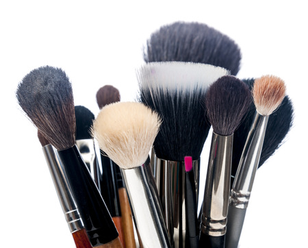 Professional make-up brush cosmetic on white backgroundの写真素材