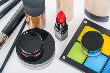 Set of professional makeup and cosmetics. on a light background isolatedの写真素材