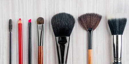 Professional make-up brush cosmetic on white backgroundの写真素材