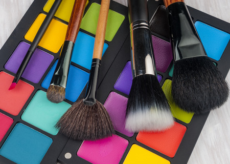 Professional make-up brush cosmetic on white backgroundの写真素材