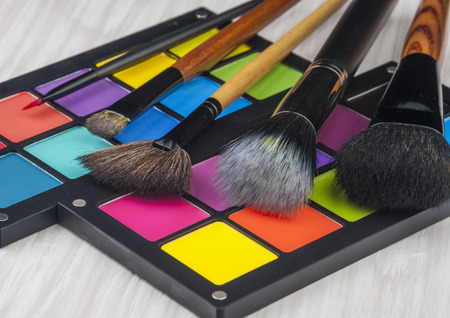 Professional make-up brush cosmetic on white backgroundの写真素材