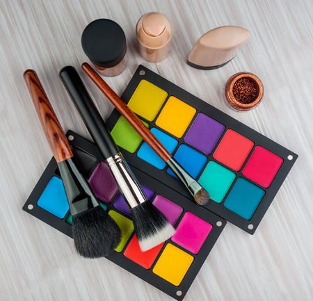 Set of professional makeup and cosmetics. on a light background isolatedの写真素材