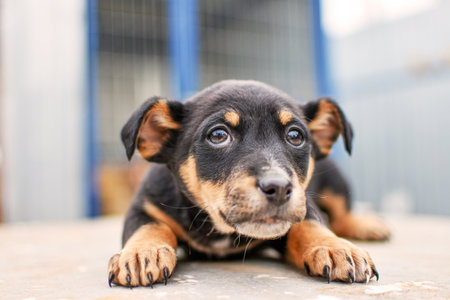 close up portrait of a small puppy. High quality photoの写真素材