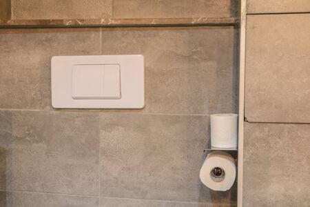 toilet paper in the bathroom in the hotelの写真素材