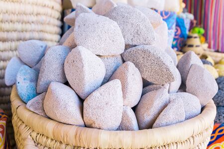 big white stones in box or basketの写真素材