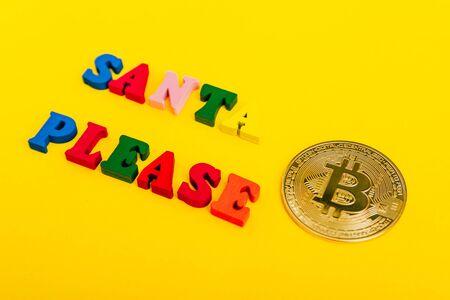santa claus i need money this christmas. santa please i need bitcoinの写真素材