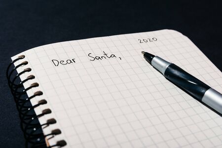 handwritten child letter to santa claus for 2020 new year with copyspaceの写真素材