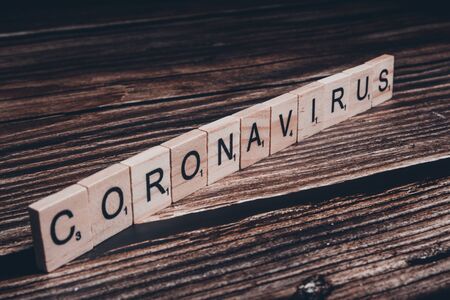 Novel coronavirus disease written with wooden letters. 2019-nCoV conceptの写真素材