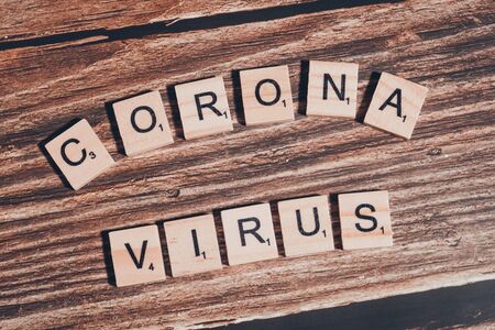 Novel coronavirus disease written with wooden letters. 2019-nCoV conceptの写真素材