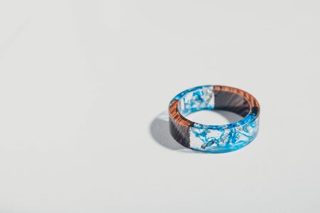 magical ring with blue stains. an old antique. family ringの写真素材