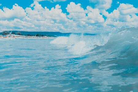 sea wave close up in Bulgary , low viewing angle