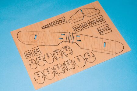 wooden blanks of constructor airplane . all details of plane