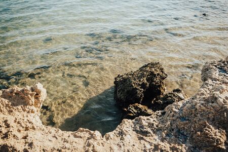 beautiful sandy egyptian beach near the red seaの写真素材
