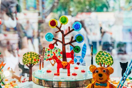 close up view from sweet tree candy in Candy store . selective focus .の写真素材