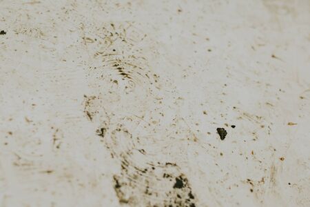 Black wet footprints over dirty tiles . Time to wash the floor concept .の写真素材