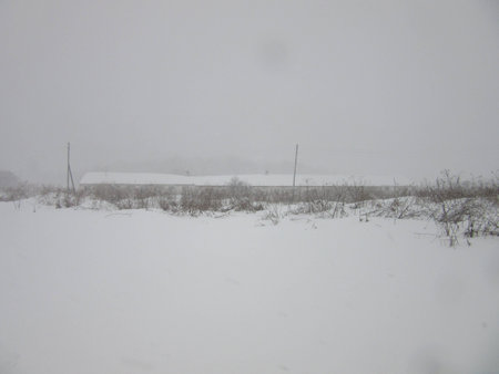 warehouse in the snowstormの写真素材