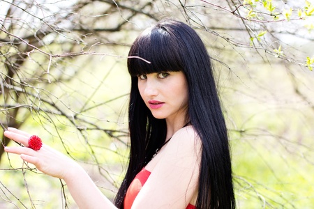 beautiful young woman relaxing at the parkの写真素材