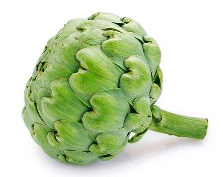 fresh artichoke isolated on white backgroundの写真素材