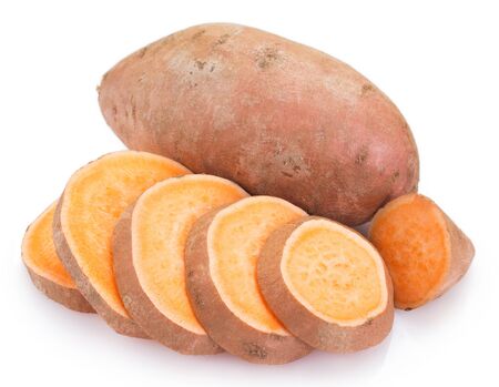sweet potato isolated on white backgroundの写真素材