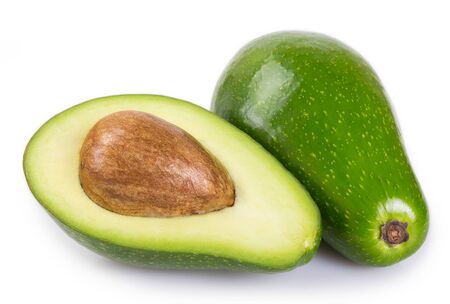 fresh avocado isolated on white backgroundの写真素材