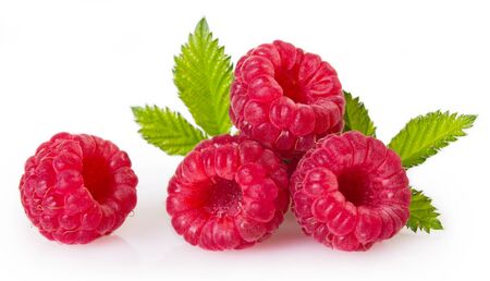 fresh raspberry isolated on white backgroundの写真素材