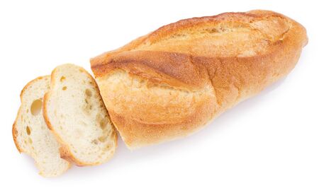 sliced bread isolated on white backgroundの写真素材